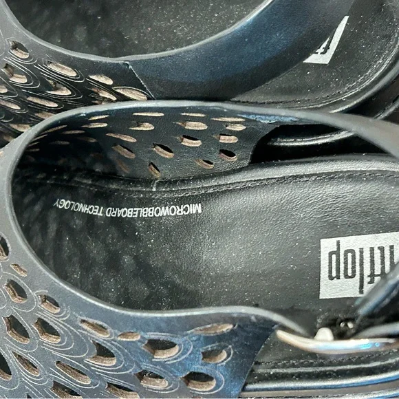 FitFlop Black Floral Cutout Sandals - Picture 2 of 5